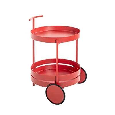 Abbildung von HAKU Möbel Servierwagen rot, Metall Maße: H 62 cm x Ø 42 cm, Style: Modern
