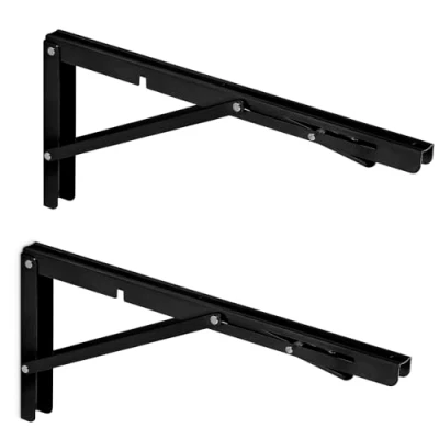Abbildung von SO TECH® Wandregalhalter 1 Paar Schwerlast Klappkonsolen Tragkraft bis 150 kg, Set 2 tlg., schwarz, Breite 25 mm, Höhe 175 Tiefe 400 mm