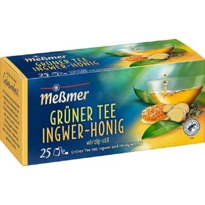Abbildung von Meßmer Grüner Tee Ingwer Honig 25 Teebeutel Vegan Glutenfrei Laktosefrei