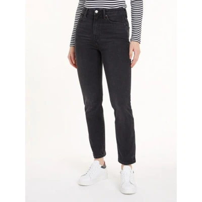 Abbildung von Tommy Hilfiger SLIM fit Jeans CIGARETTE HW A DARK BLUE mit Logo Badge