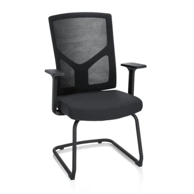 Abbildung von hjh OFFICE 751003 Besucherstuhl mit Armlehnen Breton V B Stoff/Netz Schwarz Freischwinger Konferenzstuhl, ergonomisch