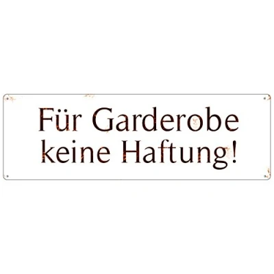 Abbildung von Interluxe METALLSCHILD Shabby Vintage Blechschild FÜR Garderobe Keine HAFTUNG Timeless
