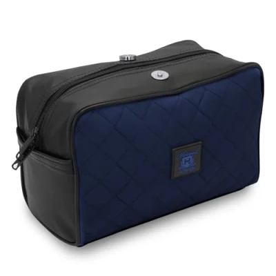 Abbildung von Haryali London Wasserabweisender Leder Kulturbeutel für Herren, groß, Reise Kulturbeutel, Rasierset, Badezimmer, Fitnessstudio, Toilettenartikel, Make up Organizer, blau,