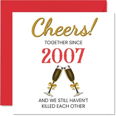 Abbildung von Stuff4 Lustige Karte zum 16. Jahrestag für Ehemann und Ehefrau zusammen seit 2007 Glückwunschkarten Hochzeitstag Partner, 145 mm große Grußkarten sechzehnte Jahrestage