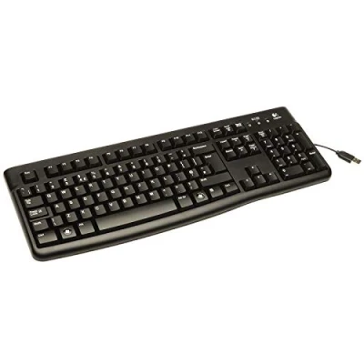 Abbildung von Logitech K120 Kabelgebundene Tastatur für Windows, USB Anschluss, Leises Tippen, Robust, Spritzwassergeschützt, Einstellbare Tastaturaufsteller, Griechisches Layout Schwarz