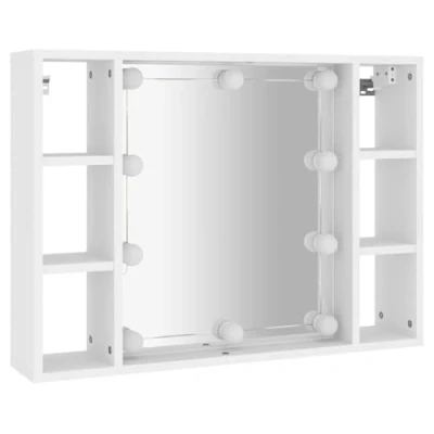 Abbildung von vidaXL Badezimmerspiegelschrank Spiegelschrank mit LED Weiß 76x15x55 cm (1 St)
