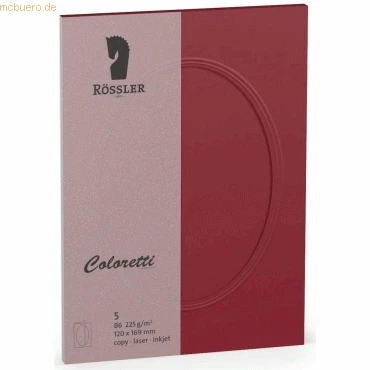 Abbildung von 10 x Rössler Passepartoutkarte Coloretti B6 oval VE=5 Stück Rosso