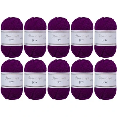 Abbildung von Utopia Crafts JOY Uni Strick und Häkelgarn, Weich, Pflegeleicht, 100% Polyacryl, 10x 50 g Knäuel, 150m (Amaranth)