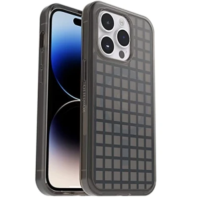 Abbildung von OtterBox Symmetry+ transparente Hülle für iPhone 14 Pro MagSafe, stoßfest, sturzsicher, schützende dünne Hülle, 3x getestet nach Militärstandard, Window Pane Black