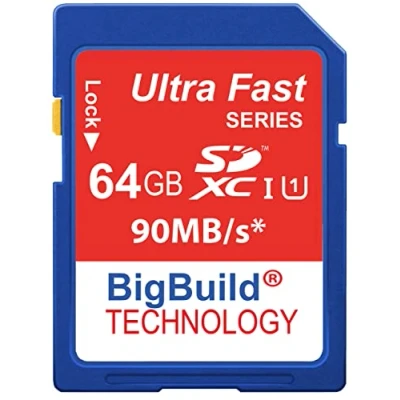 Abbildung von BigBuild Technology 64GB Ultra schnelle 90MB/s Class 10 SD SDXC Speicherkarte für Panasonic Lumix DMC TZ81 Kamera