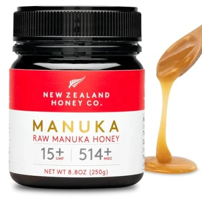 Abbildung von New Zealand Honey Co. Manuka Honig MGO 514+ / UMF 15+ Aktiv und Roh Hergestellt in Neuseeland Zertifiziertem Methylglyoxal Gehalt 250g