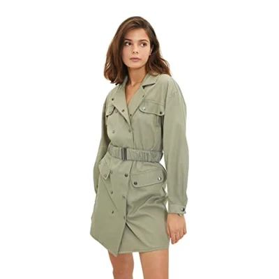 Abbildung von TRENDYOL Damen Knob Dress, Khaki, 38 EU