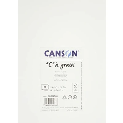 Abbildung von CANSON &quot;C&quot; à grain, Weißes Zeichenpapier, Feine Körnung, 224gsm, 137.5lb, Bogen, A4 21x29,7cm, Naturweiß C31002S009