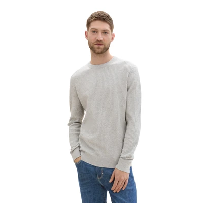 Abbildung von TOM Tailor Strickpullover, Herren, Größe: Small, Grey heather melange
