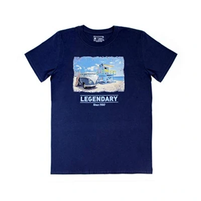 Abbildung von BRISA VW Collection Volkswagen T Shirt Unisex Kurzarm mit T1 Bulli Bus Motiv in Baumwolle (Beachlife/Blau/Größe S)