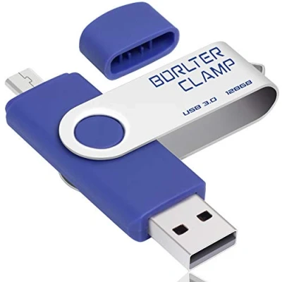 Abbildung von 128GB USB 3.0 Flash Laufwerk Dual Port OTG Stick Speicherstick mit Micro Anschluss für Android Smartphone Tablets &amp; Computer (Blau)