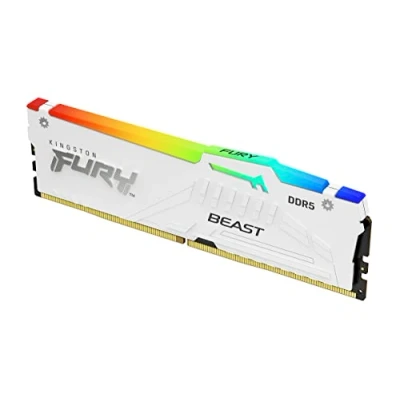 Abbildung von Kingston FURY Beast Weiß RGB XMP 16GB 6000MT/s DDR5 CL40 DIMM Desktop Gaming Speicher Einzelnes Modul KF560C40BWA 16
