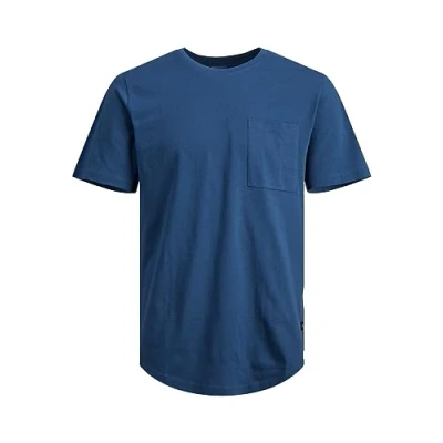 Abbildung von JACK &amp; JONES Herren T Shirt Jjenoa Pocket Tee Ss Crew Neck Noos, Ensign Blue, S