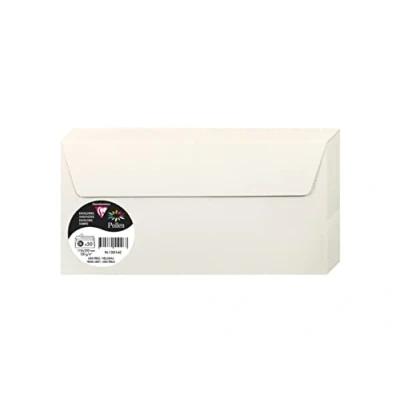 Abbildung von Clairefontaine 120016C Packung mit 50 Briefumschlägen Pollen, selbstklebend, Format DL, 11x22cm, 120g, ideal für Einladungen und Korrespondenz, Perlengrau, 1 Pack