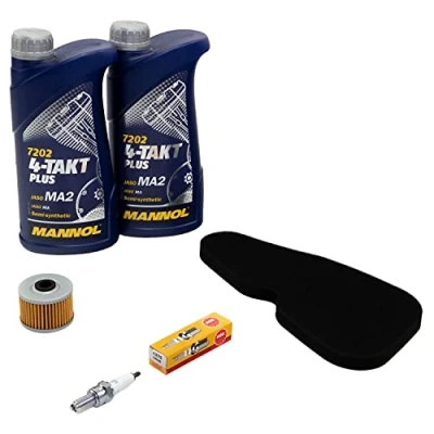 Abbildung von Wartungspaket Öl 2L + Luftfilter Ölfilter Zündkerze für Kawasa ki BN 125 A BN125 Eliminator BN125A Bj 1998 2007