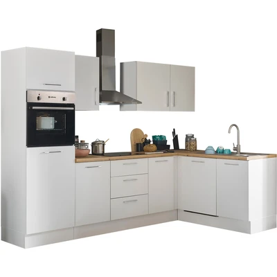 Abbildung von BASIC by Balculina Winkelküche &quot;Turin&quot;, Breite 280 cm, wahlweise mit E Geräten