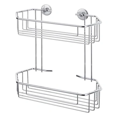 Abbildung von tesa Duschablage 1x baath Plus Duschkorb doppelt, Komplett Set 2 tlg., chrom 12,5 cm : 27 27,8