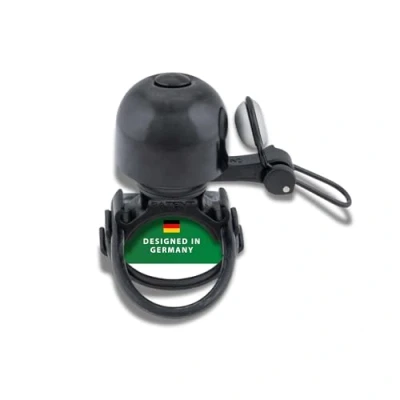 Abbildung von CONTEC Fahrrad Klingel Diamond Bing, Bike Glocke, Bell, Gummi Ring, 26 mm Durchmesser, Universal Halterung, verstellbar, laut, Messing, schwarz und Silber