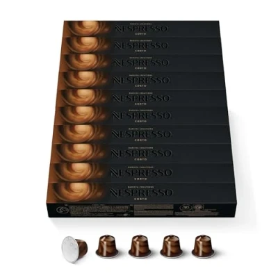 Abbildung von NESPRESSO ORIGINAL Barista Creations Corto Arabica &amp; Robusta Kaffee mittlerer Röstung Ideal für alle Milchrezepte wie Cappuccino Kompatibel mit Kapselmaschinen 100 Kaffeekapseln