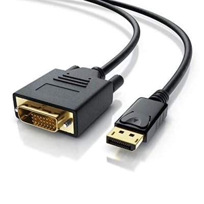 Abbildung von CSL 1m Meter HQ Premium DisplayPort DP auf DVI Kabel Zertifiziert HDCP und EDID Full HD Ausflösung 3 Fach Schirmung kompatibel mit Grafikkarten Apple PC Beamer Monitor