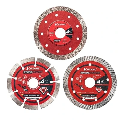 Abbildung von EZARC 115mm Disco Diamantato, 3 Pezzi Dischi Diamantati per Pietra, Granito, Cemento, Porcellana, Ceramica, Marmo, Piastrelle (Confezione Mista)