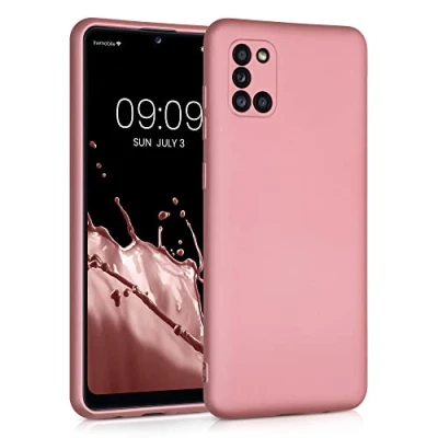 Abbildung von kwmobile Case kompatibel mit Samsung Galaxy A31 Hülle Schutzhülle aus Silikon metallisch schimmernd Handyhülle Metallic Rosegold