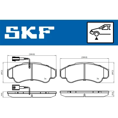Abbildung von SKF VKBP 80441 E Bremsbelagsatz inkl. Verschleißwarnkontakt FIAT: Ducato III Kastenwagen, Bus, Pritsche / Fahrgestell