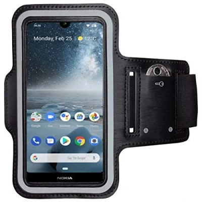 Abbildung von CoverKingz Sportarmband für Nokia 4.2 Armtasche mit Schlüsselfach Oberarm Halterung Sport Laufarmband Handy Armband Schwarz