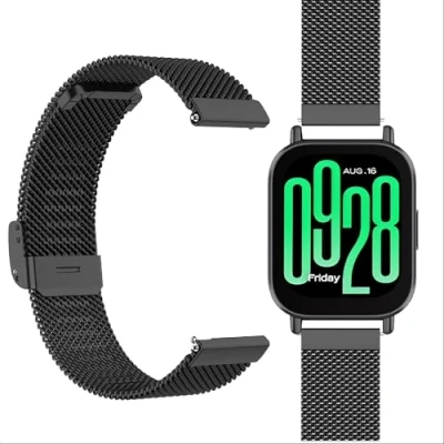 Abbildung von GIOPUEY Armband Kompatibel mit Xiaomi Redmi Watch 5 Active/5 Lite, Geflochtenes Edelstahlarmband [Verschleißfest] [Stilvoll] Ersatzarmband Black