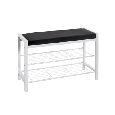 Abbildung von HAKU Möbel Schuhbank schwarz, weiß, Metall, Samtgewebe Maße: B 75 cm x H 50 T 32 cm, Style: Modern