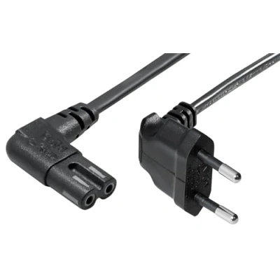 Abbildung von MaxTrack Platzsparendes Strom Anschlusskabel N8 5L, Winkel Eurostecker auf Doppelnutkupplung, für Spielekonsolen wie PS5 und Xbox, Stromkabel Fernseher