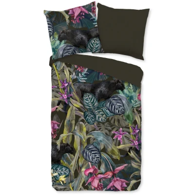 Abbildung von PURE luxury collection Wendebettwäsche &quot;Samurai&quot;, Mikrofaser, 135x200, 2 Teilig, Pflegeleicht, Wende, Leopard, tropisch