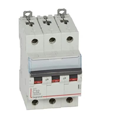 Abbildung von Legrand 407862E, Automatischer Magnetschalter, 3P, 32A, C Kurve, 10kA, 3 Modul, DX3