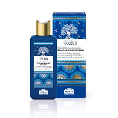 Abbildung von Helan, W Oud, entspannendes und belebendes Shampoo Duschgel für Körper Haar, duftender feuchtigkeitsspendender Duschschaum mit süßen Mandeln Hagebutten, sanfter Schaum, 200 ml