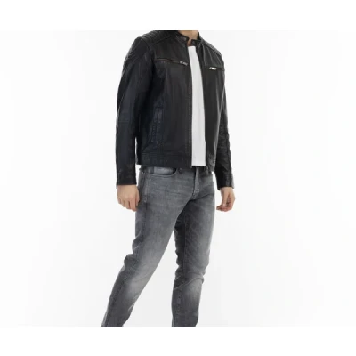 Abbildung von DREIMASTER Vintage Herren Lederjacke XL / Schwarz 100% Lammleder