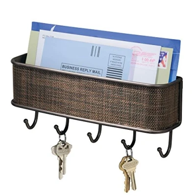 Abbildung von iDesign 95870EU Twillo Wandmontiertes Schlüsselbrett und Postablage, Bronzefarben