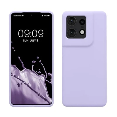 Abbildung von kwmobile Hülle kompatibel mit Motorola Edge 50 Pro Silikon Handy Case Handyhülle weiche Oberfläche kabelloses Laden Lavendel