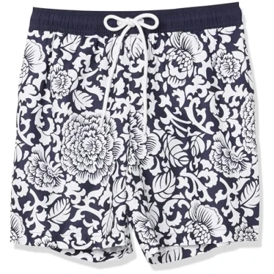 Abbildung von Amazon Essentials Herren Badehose, Schnell Trocknend, 18 cm Auslauffarben, Schwarz Floral, S