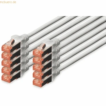 Abbildung von DIGITUS LAN Kabel Cat 6 1m 10 Stück RJ45 Netzwerkkabel S/FTP Geschirmt Kompatibel zu 6A &amp; 7 Grau