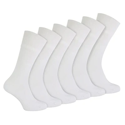 Abbildung von IOMI 6er Pack Herren Socken Ohne Gummibund Extra Weit Bambus Diabetikersocken für Geschwollene Beine (39 45, Weiß)