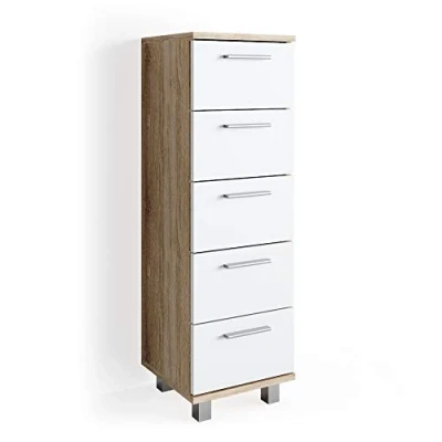 Abbildung von Vicco Midischrank Ilias, Weiß/Sonoma, 30 x 95 cm Drehbar