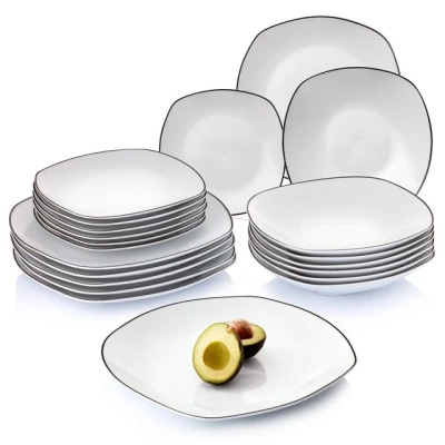 Abbildung von SÄNGER Tafelservice Bilgola Black Rim (18 tlg), 6 Personen, Porzellan, spülmaschinengeeignet, Premium Collection