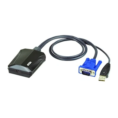Abbildung von ATEN Laptop USB KVM Konsole Crash Cart Adapter, VGA, Schwarz, Blau, Type A + Mini B, Männlich, Weiblich