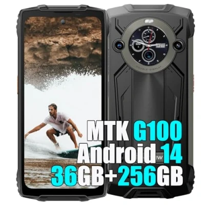 Abbildung von Blackview BV8200 36GB+256GB Outdoor Handy ohne Vertrag, MTK G100 Android 14 Handy, 6,5&quot;&amp;1.3&quot; FHD+ Doppel Bildschirm, 8800mAh, 50MP, Smartphone Wasserdicht IP68, 4G LTE,NFC,OTG (Schwarz)