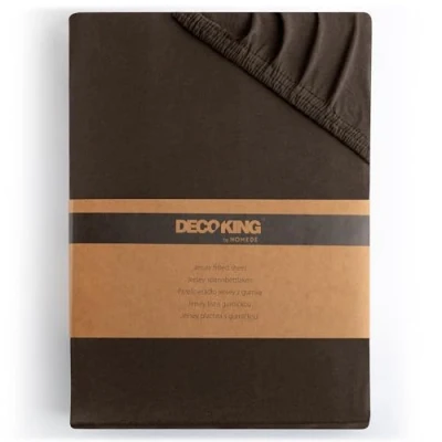 Abbildung von DecoKing Spannbettlaken 200x200 200x220 cm 100% gekämmte Baumwolle Braun Spannbetttücher Jersey Boxspringbett Amber 200 x 220